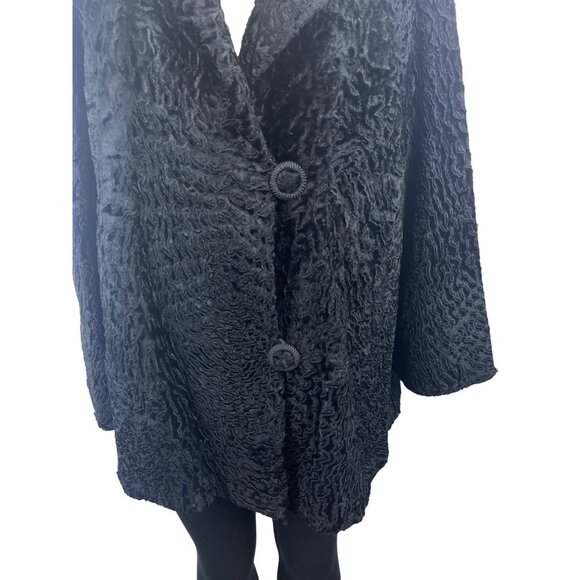 Vintage Marshall Field & Company Womens Black Teddy Coat - Picture 5 of 9